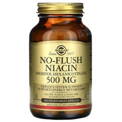 Solgar, ніацин, що не викликає почервоніння, 500 мг, 100 рослинних капсул (SOL-01911), фото