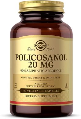 Solgar, полікосанол, 20 мг, 100 вегетаріанських капсул (SOL-02251), фото