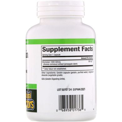 Бромелайн, Bromelain, Natural Factors, 500 мг, 180 капсул (NFS-01736), фото