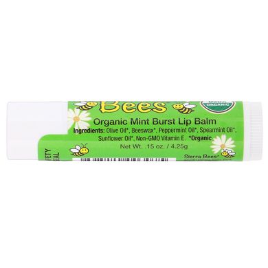 Органический бальзам для губ Sierra Bees, мятный взрыв, 4 в упаковке (MBE-01304), фото