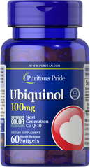 Убіхінол, Ubiquinol, Puritan's Pride, 100 мг, 60 гелевих капсул (PTP-18660), фото