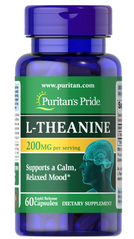 L-Теанин Puritan's Pride, L-Theanine 100 мг 60 капсул (PTP-12880), фото