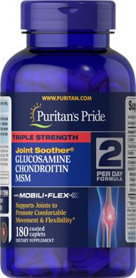 Puritan's Pride, Глюкозамін, хондроїтин та МСМ, потрійна сила, 180 капсул (PTP-17896), фото