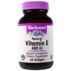 Bluebonnet Nutrition, Натуральный витамин Е, 400 МЕ, 50 мягких желатиновых капсул (BLB-00616), фото