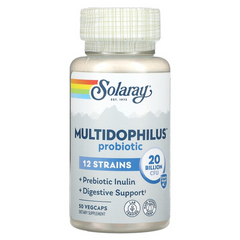 Solaray, Multidophilus, 12 штамів пробіотичних бактерій, 20 млрд КУО, 50 капсул з кишковорозчинною оболонкою (SOR-49301), фото