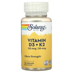 Solaray, витамины D3 и K2, 125 мкг (5000 МЕ)/50 мкг, без сои, 60 вегетарианских капсул (SOR-38584), фото