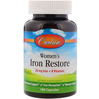 Carlson Labs, Железо для женщин, Women's Iron Restore, 180 капсул (CAR-43520), фото