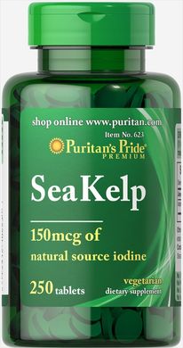 Морські водорості Puritan's Pride, Sea Kelp 150 мкг 250 таблеток (PTP-10623), фото
