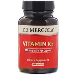 Dr. Mercola, Вітамін K2, 180 мкг, 30 капсул (MCL-01194), фото