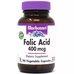 Фолієва кислота 400 мг, Folic Acid, Bluebonnet Nutrition, 90 вегетаріанських капсул (BLB-00449), фото