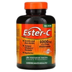 American Health, Ester-C с цитрусовыми биофлавоноидами, 1000 мг, 180 вегетарианских таблеток (AMH-16984), фото