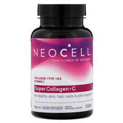 Neocell, Super Collagen + C, добавка с коллагеном и витамином C, 120 таблеток (NEL-12895), фото