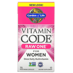 Garden of Life, Vitamin Code, RAW One, мультивитаминная добавка для женщин (для приема 1 раз в день), 75 вегетарианских капсул (GOL-11403), фото