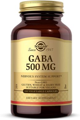 ГАМК, Гамма-аминомасляная кислота (GABA), Solgar, 500 мг, 50 капсул (SOL-01210), фото