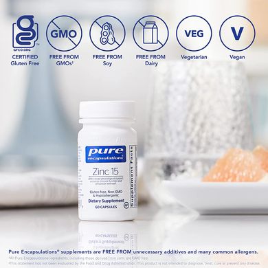 Pure Encapsulations, пиколинат цинка, 15 мг, 60 капсул (PE-00250), фото