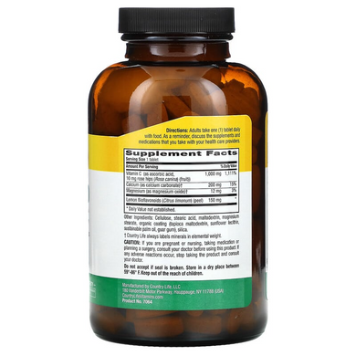 Country Life, буферизованный витамин C, 1000 мг, 250 таблеток (CLF-07064), фото