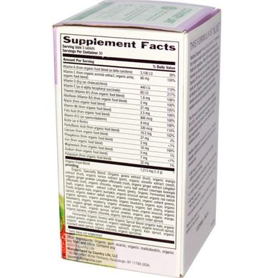 Органічні мультивітаміни для вагітних, Prental Daily Nutrition, Country Life, 90 таблеток (CLF-09115), фото