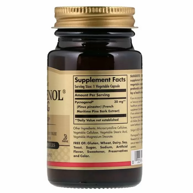 Solgar, Пікногенол, 30 мг, 60 вегетаріанських капсул (SOL-02304), фото
