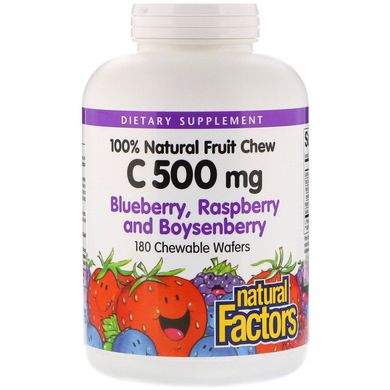 Вітамін С-500 жувальний, C 500 mg, Natural Factors, 180 капсул (NFS-01327), фото