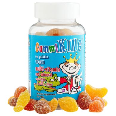 Витамины для детей (Multi-Vitamin), Gummi King, овощи, фрукты, 60 тянучек (GUM-00050), фото