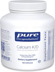 Кальций с витаминами K и D, Calcium K/D, Pure Encapsulations, 180 капсул (PE-01569), фото