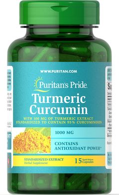Куркумін і біоперін, Turmeric Curcumin with Bioperine 5 mg, Puritan's Pride, 1000 мг, 60 капсул (PTP-78826), фото