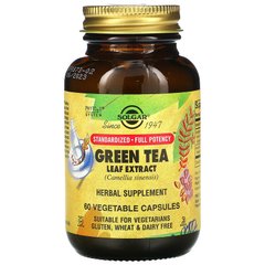 Зеленый чай экстракт (Green Tea Leaf), Solgar, 60 капсул (SOL-04124), фото