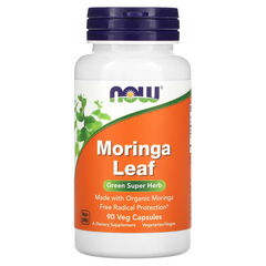 NOW Foods, Moringa Leaf, 90 вегетаріанських капсул (NOW-04020), фото