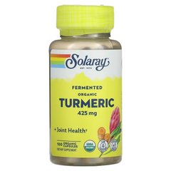 Куркума ферментированная, Turmeric, Solaray, органик, 425 мг, 100 вегетарианских капсул (SOR-71705), фото