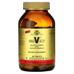 Solgar, Formula V, VM-75, комплексные витамины с хелатными минералами, 180 таблеток (SOL-01183), фото