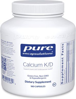 Кальцій з вітамінами K і D, Calcium K / D, Pure Encapsulations, 180 капсул (PE-01569), фото