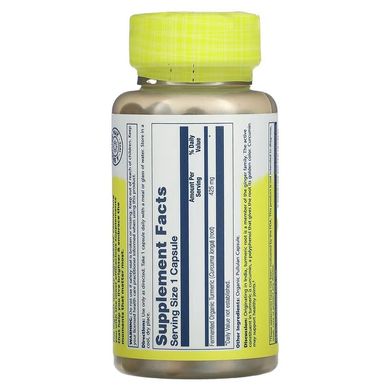 Куркума ферментированная, Turmeric, Solaray, органик, 425 мг, 100 вегетарианских капсул (SOR-71705), фото