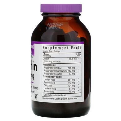 Bluebonnet Nutrition, натуральний лецитин, 1365 мг, 180 м'яких желатинових капсул (BLB-00926), фото