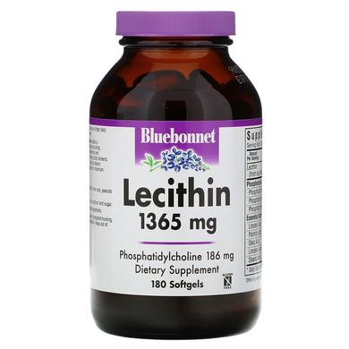Bluebonnet Nutrition, натуральний лецитин, 1365 мг, 180 м'яких желатинових капсул (BLB-00926), фото