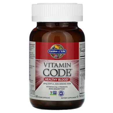 Garden of Life, Vitamin Code, Healthy Blood, 60 веганских капсул (GOL-11654), фото