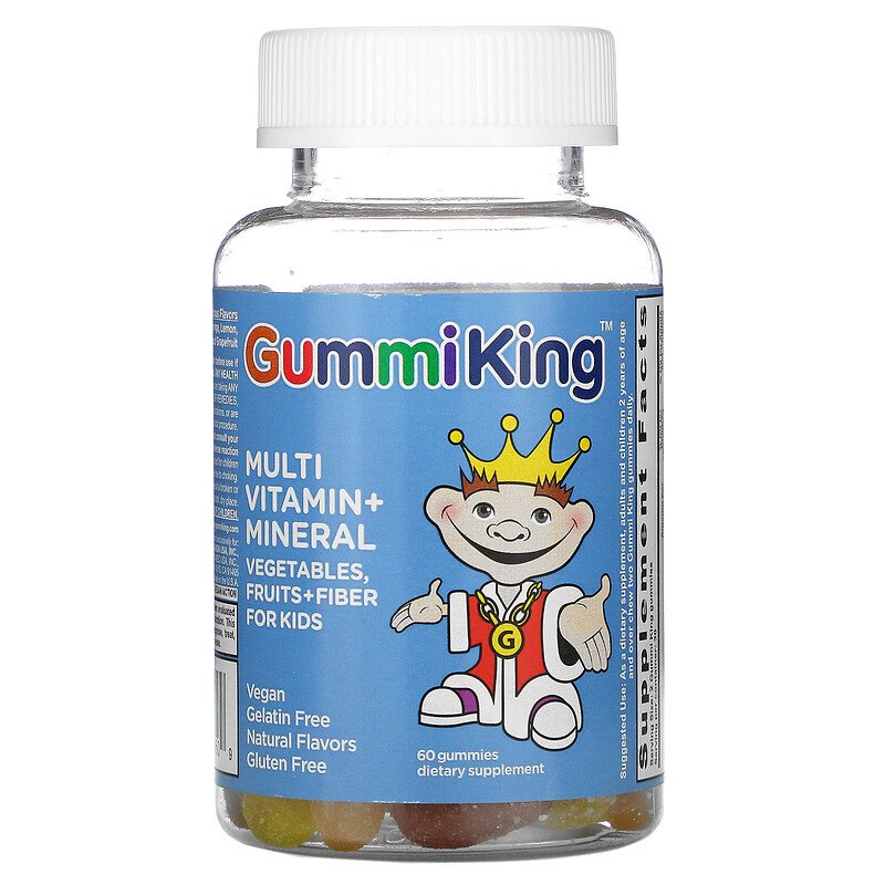 Витамины для детей (Multi-Vitamin), Gummi King, овощи, фрукты, 60 тянучек