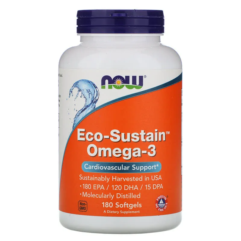 Омега 3, Eco-Sustain, Omega-3, Now Foods, 180 капсул, (NOW-01655)