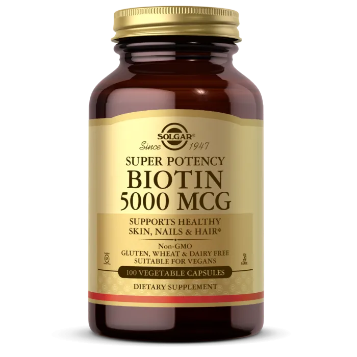Биотин, Biotin, Solgar, 5000 мкг, 100 капсул (SOL-00314)