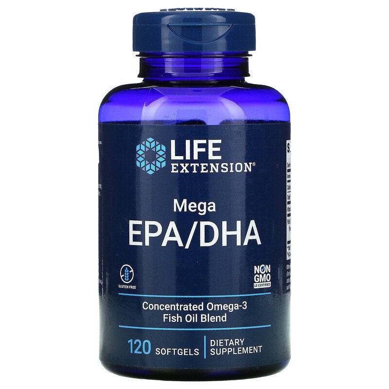 Life Extension, Mega EPA/DHA, 600 мг, 120 капсул