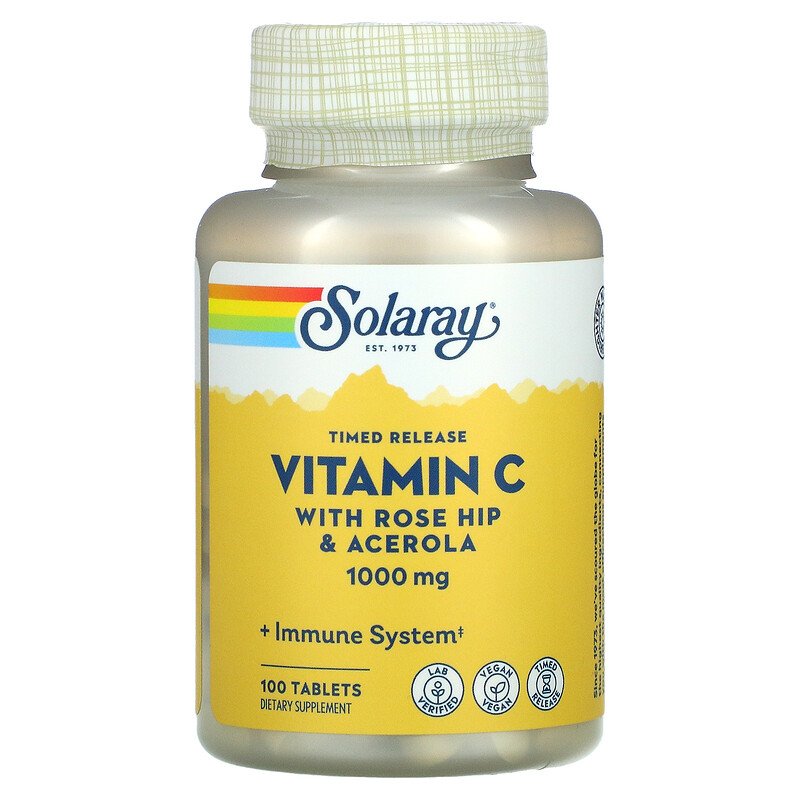 Витамин С, двухфазное высвобождение, Vitamin C, Solaray, 1000 мг, 100 таблеток