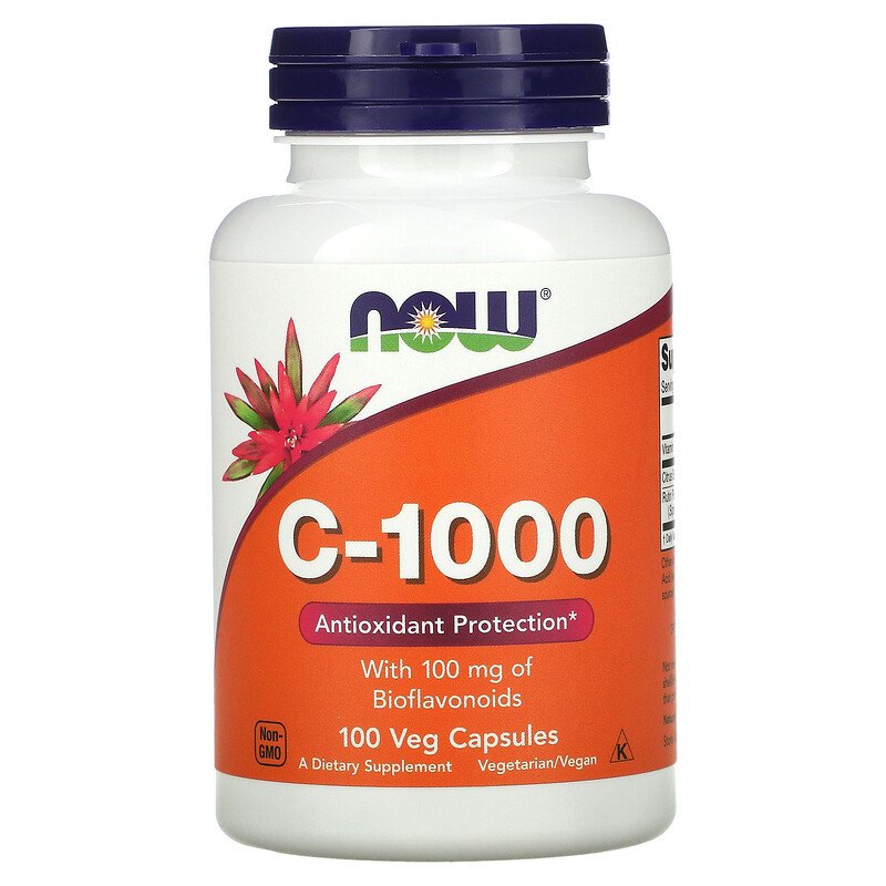 Now Foods, C-1000, со 100 мг биофлавоноидов, 100 растительных капсул