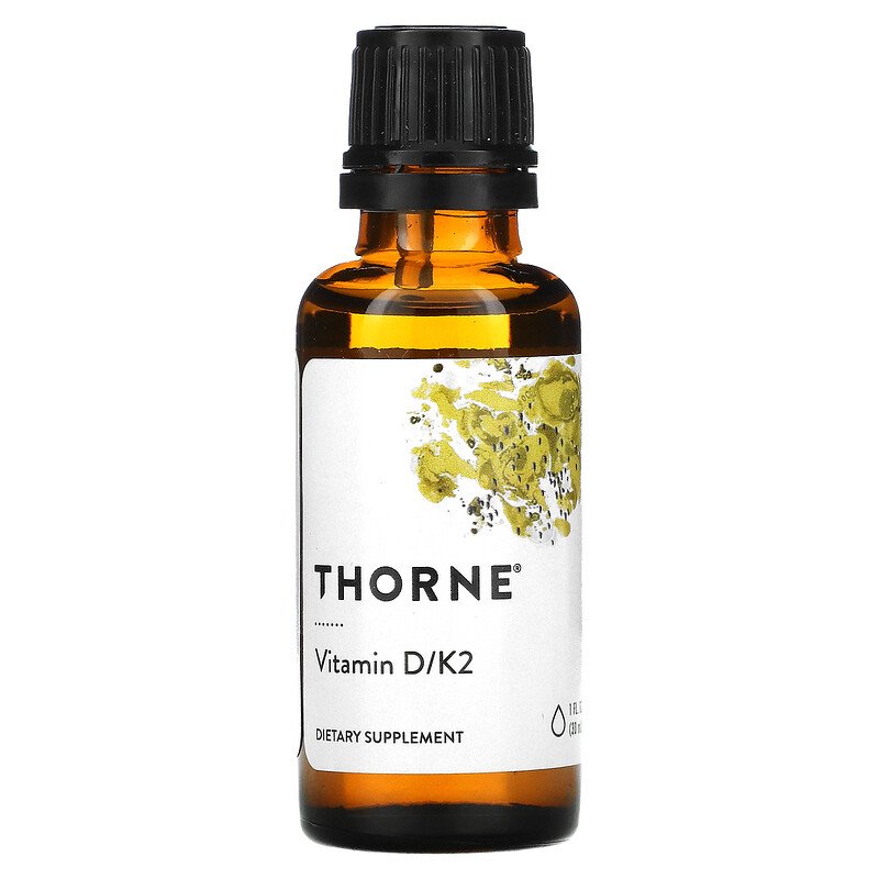 Thorne Research, витамины D и K2, 25 мкг (1000 МЕ), 30 мл