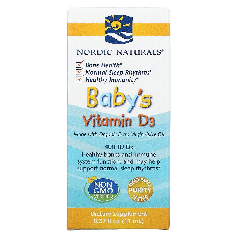 Nordic Naturals, витамин D3 в каплях, для детей, 400 МЕ, 11 мл
