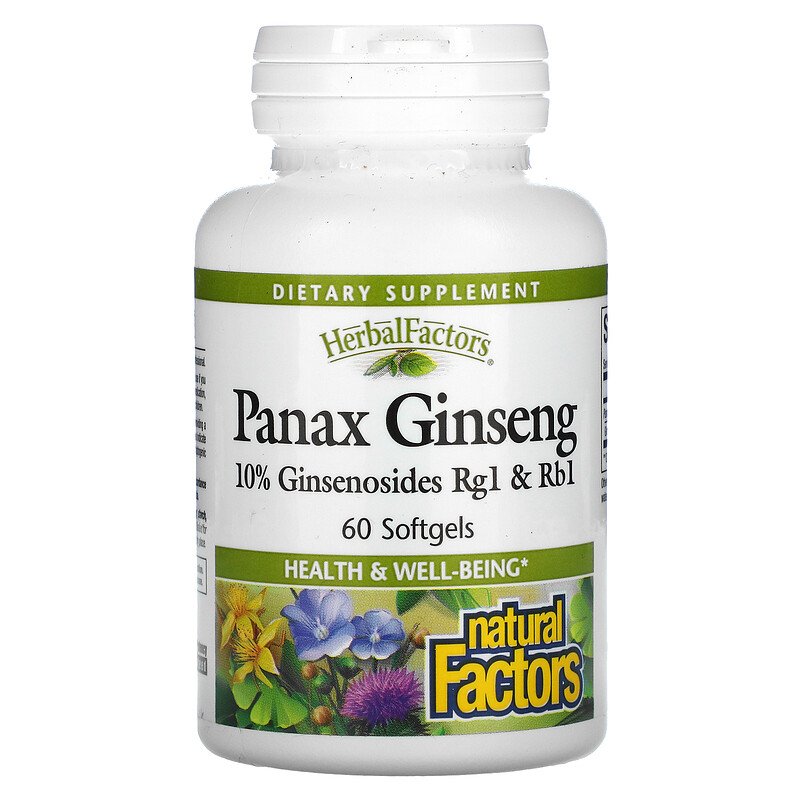 Женьшень, Panax Ginseng, Natural Factors, 60 капсул