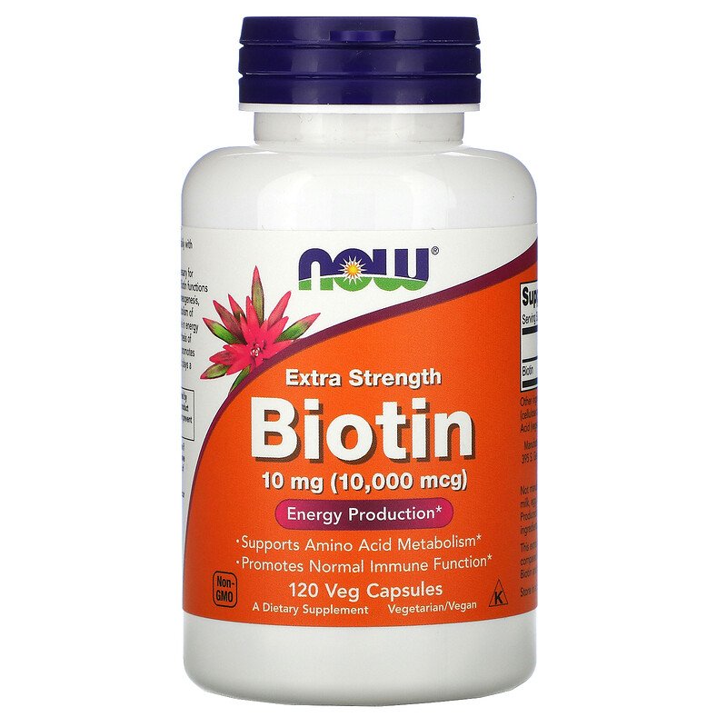 Биотин, Biotin, Now Foods, 10000 мкг, 120 капсул, (NOW-00479)