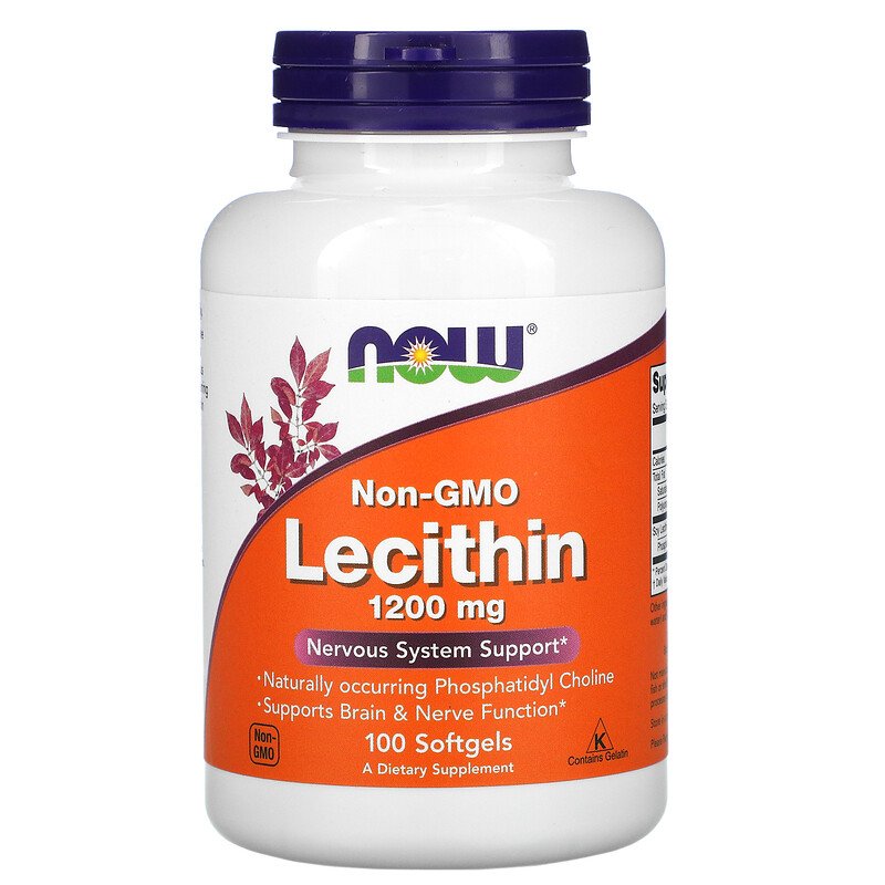 Лецитин, Lecithin, Now Foods, 1200 мг, 100 капсул, (NOW-02210)