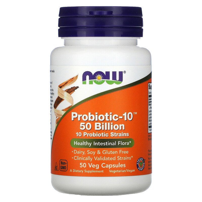 Пробиотик-10, Probiotic 50 Billion, Now Foods, 50 капсул, (NOW-02928)