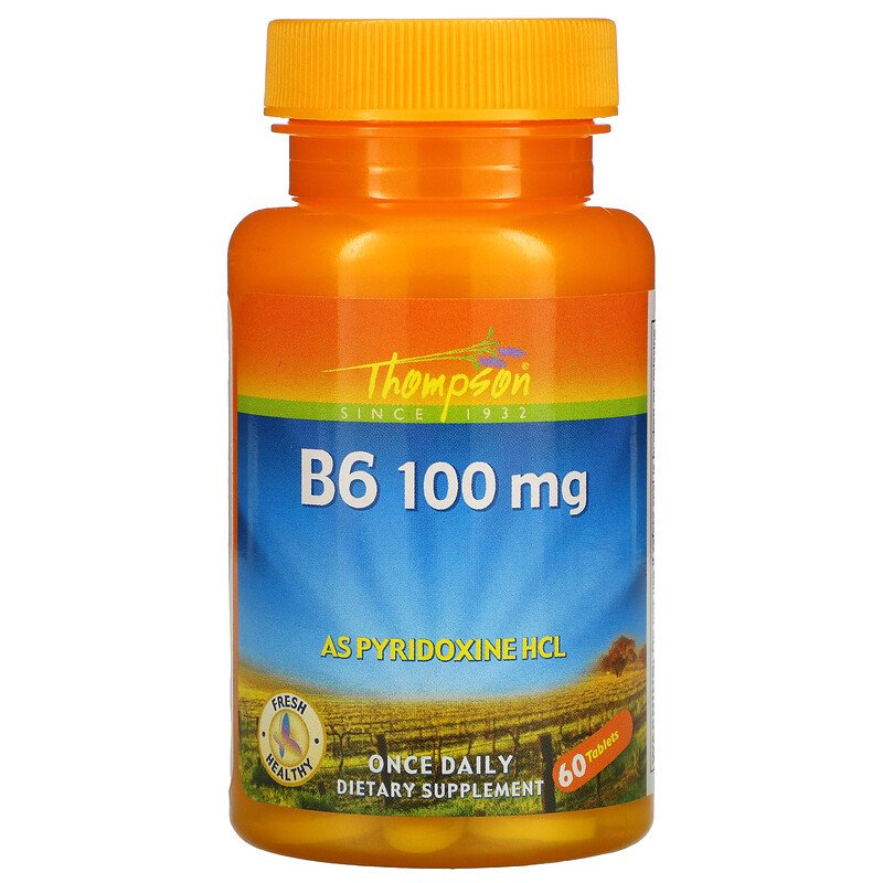 Витамин В6, Vitamin B-6, Thompson, 100 мг, 60 таблеток