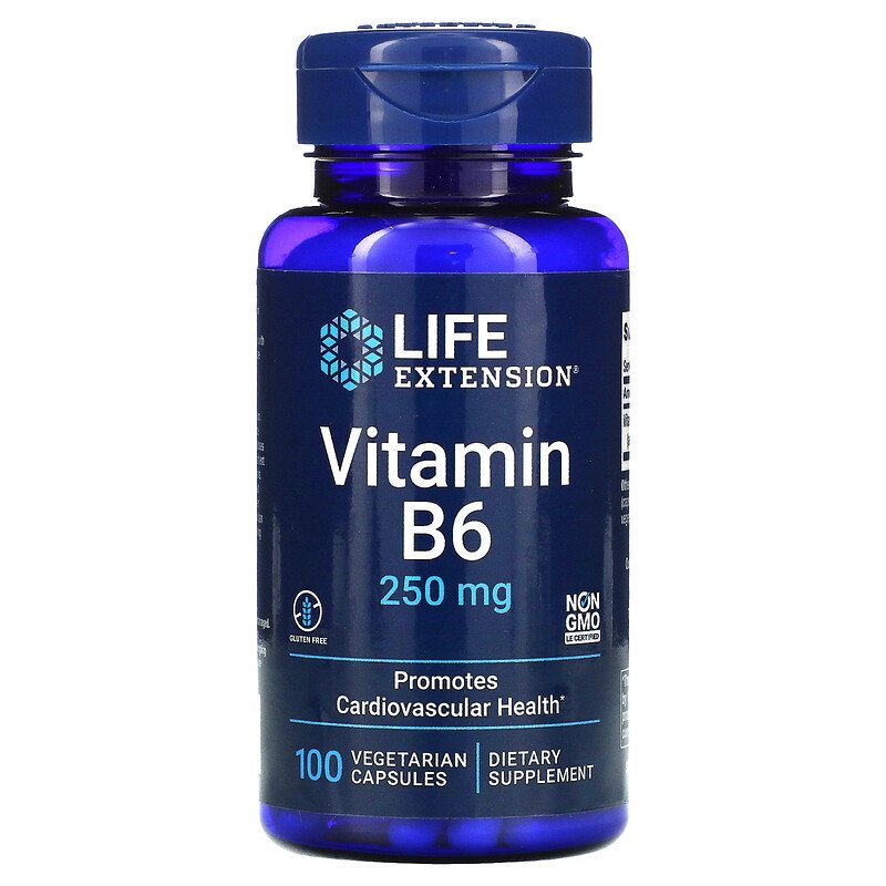 Витамин В6 (пиридоксин), Life Extension, 250 мг. 100 капс.