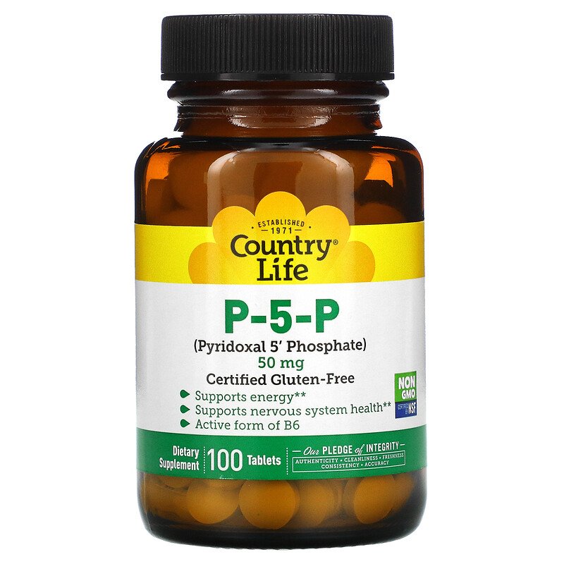 Витамин В6 (пиридоксин), Country Life, 50 мг, 100 таблеток